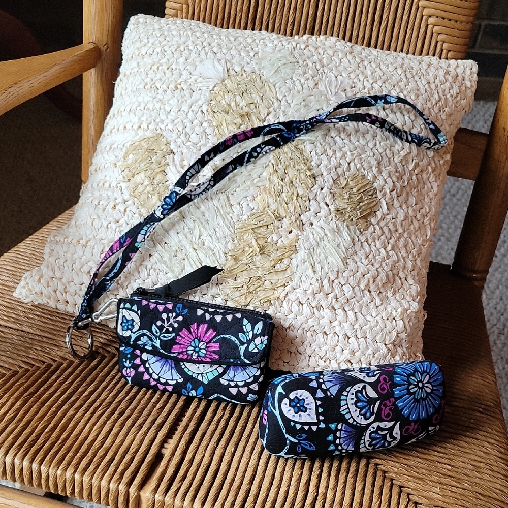 Vera Bradley lanyard, wallet, card holder and eyeglass case, multicolored